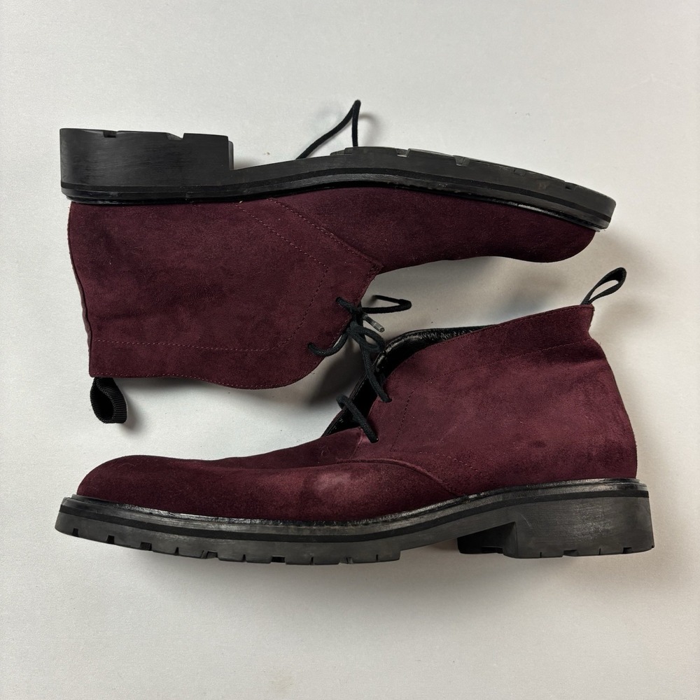 Calvin Klein Ultan Suede Boots Burgundy Men's  8.5 Stylish Chukka Dress Shoes
